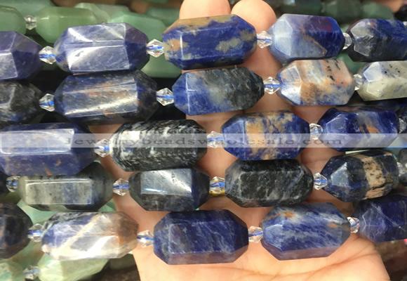 CBBS15 15 inches 11*25mm - 14*28mm hexahedral prism sodalite beads