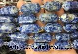 CBBS16 15 inches 11*25mm - 14*28mm hexahedral prism blue spot jasper beads