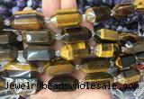 CBBS26 15 inches 11*25mm - 14*28mm hexahedral prism yellow tiger eye beads