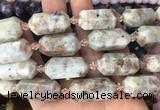 CBBS28 15 inches 11*25mm - 14*28mm hexahedral prism sunstone beads