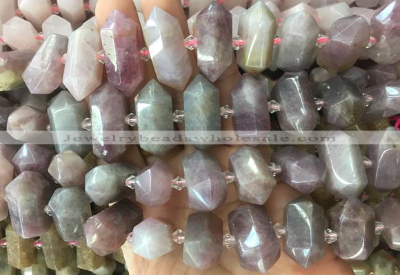 CBBS32 15 inches 12*25mm - 14*28mm hexahedral prism rose quartz beads