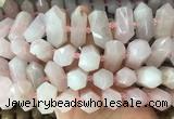 CBBS33 15 inches 12*25mm - 14*28mm hexahedral prism rose quartz beads