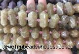 CBBS42 15 inches 12*25mm - 14*28mm hexahedral prism quartz beads