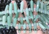 CBBS56 15 inches 8*30mm - 9*33mm hexahedral prism green aventurine beads