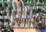 CBBS61 15 inches 8*30mm - 9*33mm hexahedral prism black labradorite beads