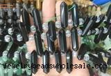 CBBS63 15 inches 8*30mm - 9*33mm hexahedral prism black agate beads