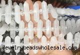 CBBS68 15 inches 8*30mm - 9*33mm hexahedral prism white crystal beads