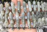 CBBS72 15 inches 8*30mm - 9*33mm hexahedral prism labradorite beads