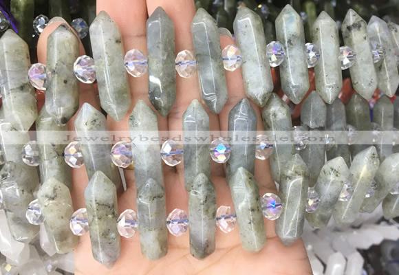 CBBS72 15 inches 8*30mm - 9*33mm hexahedral prism labradorite beads