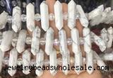 CBBS75 15 inches 8*30mm - 9*33mm hexahedral prism white howlite beads