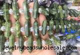 CBBS80 15 inches 8*30mm - 9*33mm hexahedral prism taiwan jade beads