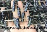 CBBS92 15 inches 8*30mm - 8*32mm hexahedral prism snowflake obsidian beads