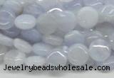 CBC11 15.5 inches 10mm flat round blue chalcedony beads wholesale