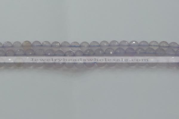 CBC436 15.5 inches 8mm faceted round purple chalcedony beads