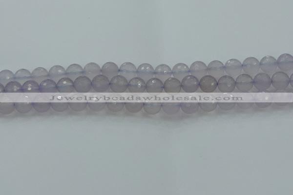 CBC437 15.5 inches 10mm faceted round purple chalcedony beads