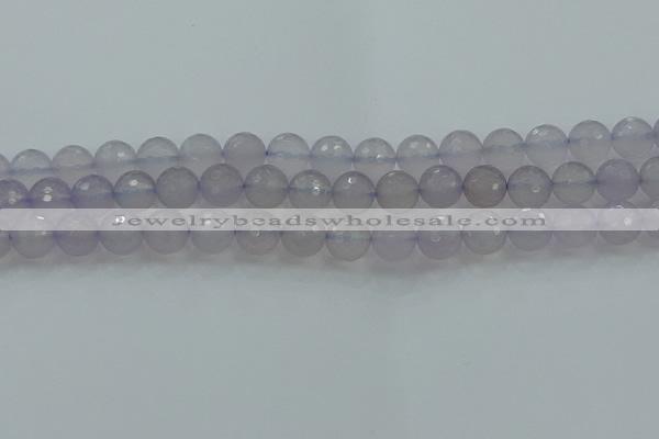 CBC438 15.5 inches 12mm faceted round purple chalcedony beads