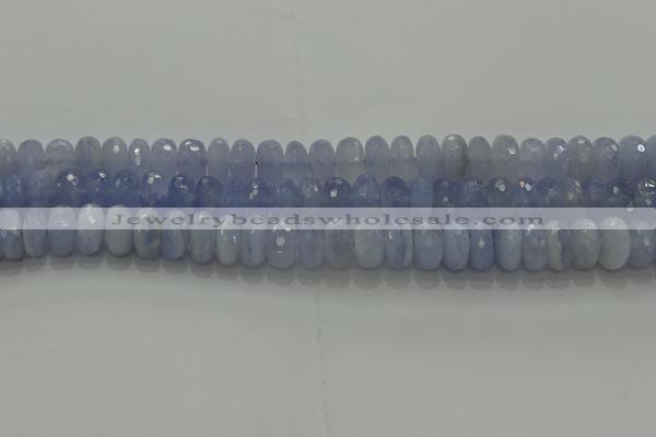 CBC448 15.5 inches 7*12mm faceted rondelle blue chalcedony beads