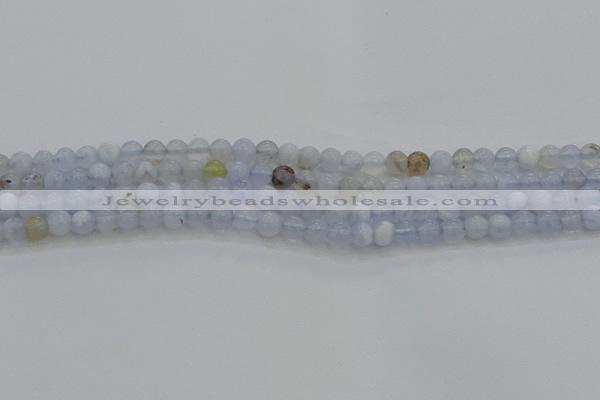 CBC460 15.5 inches 4mm round blue chalcedony gemstone beads