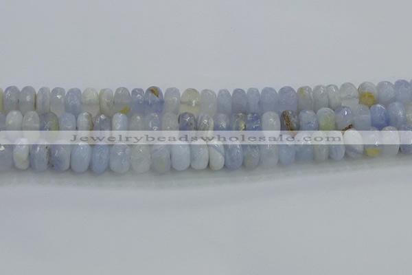 CBC466 15.5 inches 6*10mm faceted rondelle blue chalcedony beads