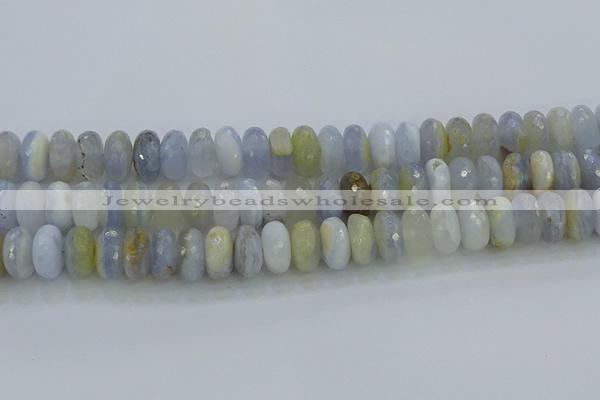 CBC468 15.5 inches 8*14mm faceted rondelle blue chalcedony beads