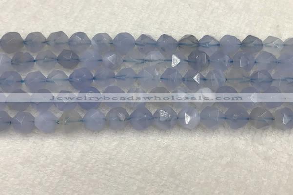 CBC741 15.5 inches 8mm faceted nuggets blue chalcedony beads