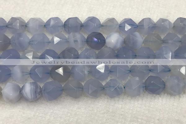 CBC743 15.5 inches 12mm faceted nuggets blue chalcedony beads