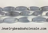 CBC783 15.5 inches 18*45mm rice blue chalcedony beads