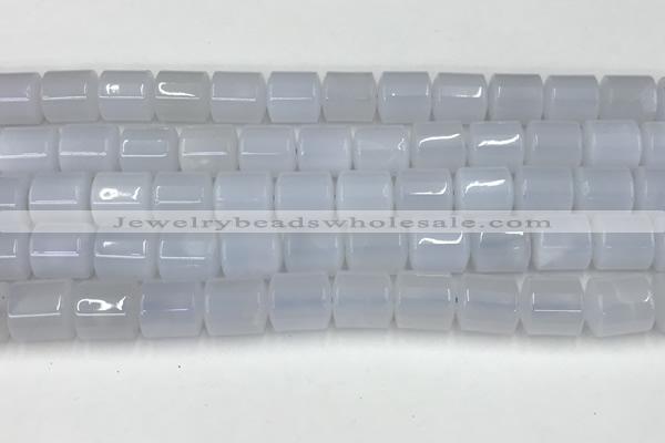 CBC822 15.5 inches 10*11mm tube blue chalcedony gemstone beads