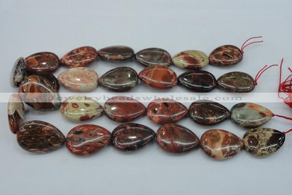 CBD03 15.5 inches 22*30mm flat teardrop brecciated jasper gemstone beads