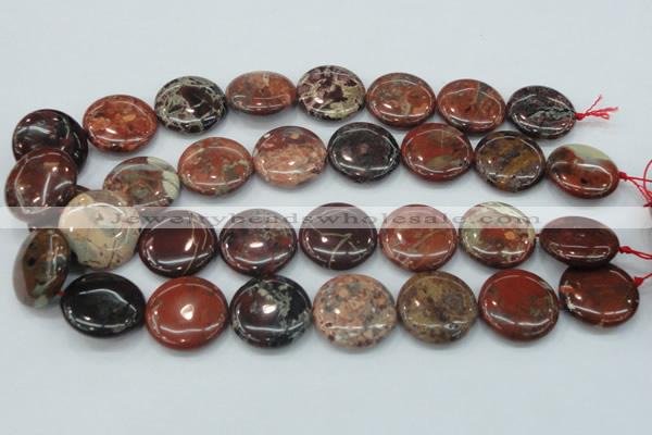 CBD07 15.5 inches 25mm flat round brecciated jasper gemstone beads