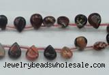 CBD15 6*8mm top-drilled teardrop brecciated jasper gemstone beads