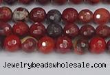 CBD375 15.5 inches 4mm faceted round poppy jasper beads