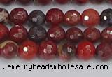 CBD376 15.5 inches 6mm faceted round poppy jasper beads