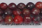 CBD377 15.5 inches 8mm faceted round poppy jasper beads