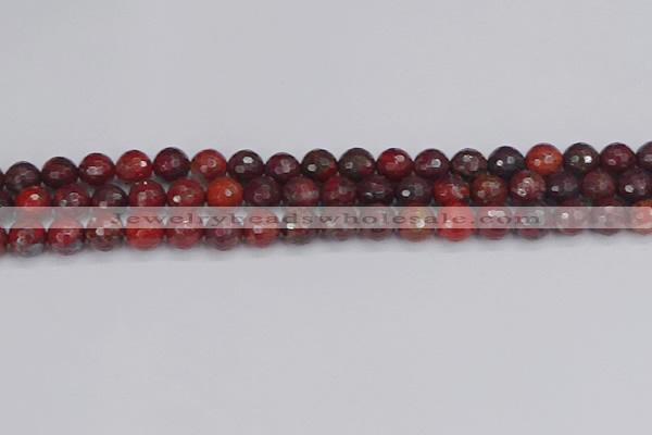 CBD377 15.5 inches 8mm faceted round poppy jasper beads