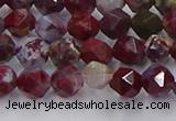 CBD383 15.5 inches 6mm faceted nuggets brecciated jasper beads