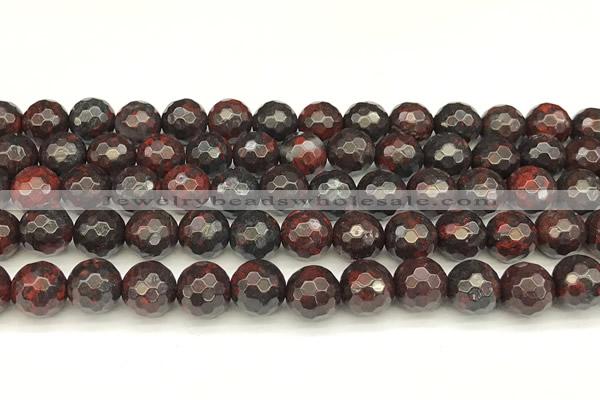 CBD393 15 inches 12mm faceted round brecciated jasper beads