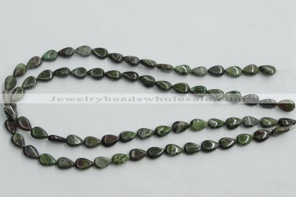 CBG08 15.5 inches 8*12mm flat teardrop bronze green gemstone beads