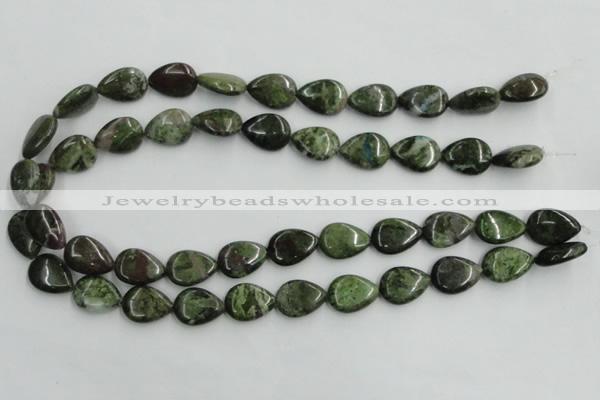 CBG09 15.5 inches 13*18mm flat teardrop bronze green gemstone beads