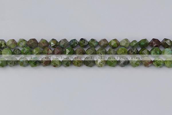 CBG109 15.5 inches 8mm faceted nuggets bronze green gemstone beads