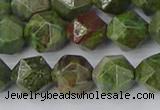 CBG110 15.5 inches 10mm faceted nuggets bronze green gemstone beads