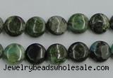 CBG12 15.5 inches 8mm flat round bronze green gemstone beads