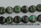 CBG14 15.5 inches 10mm flat round bronze green gemstone beads