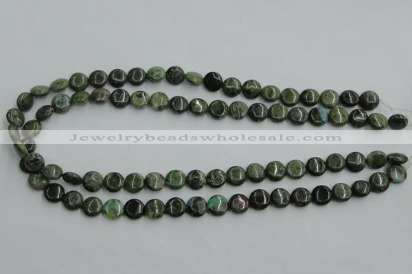 CBG14 15.5 inches 10mm flat round bronze green gemstone beads