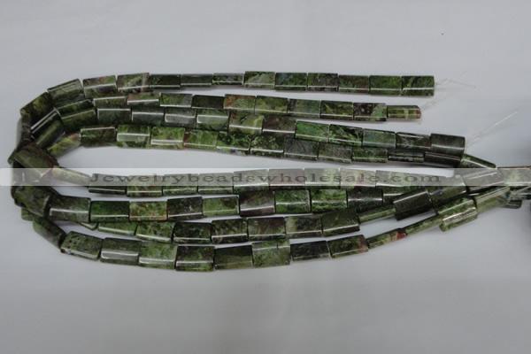 CBG50 15.5 inches 10*14mm flat tube bronze green gemstone beads