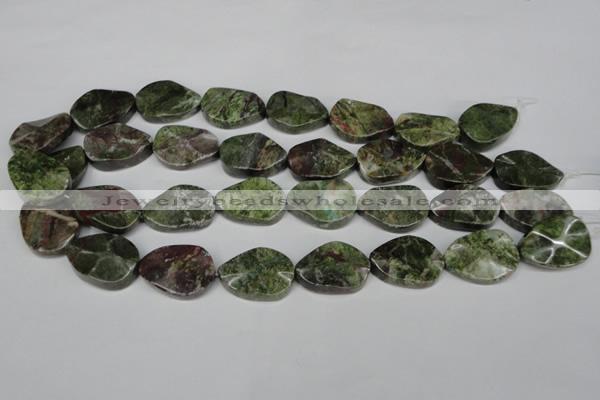 CBG67 15.5 inches 18*25mm wavy teardrop bronze green gemstone beads