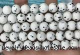 CBJ749 15.5 inches 12mm dalmatian round jade gemstone beads wholesale