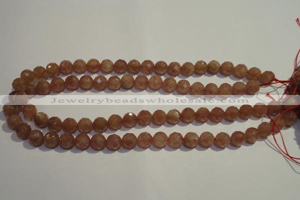 CBQ09 15.5 inches 8mm faceted round strawberry quartz beads