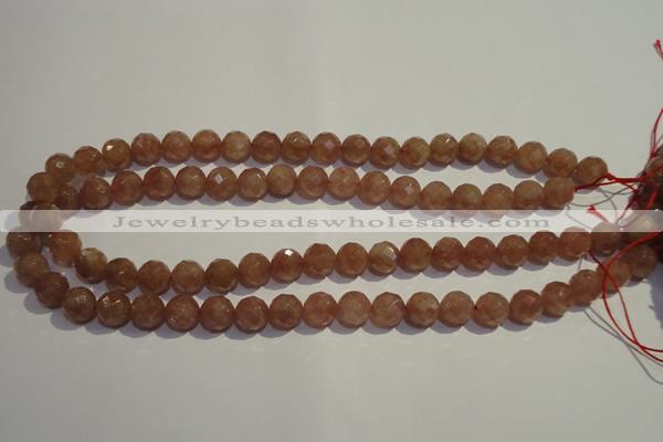 CBQ10 15.5 inches 10mm faceted round strawberry quartz beads