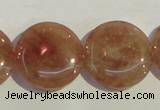 CBQ19 15.5 inches 25mm flat round strawberry quartz beads wholesale